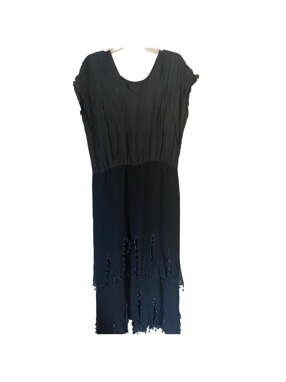 oleg cassini vintage beaded flapper silk dress 14 - Picture 3 of 9
